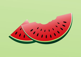 Sliced of watermelon flat design - vector illustration.