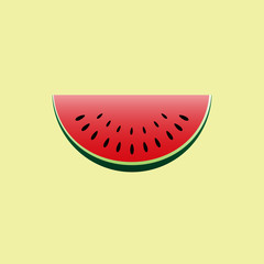 Sliced of watermelon flat design - vector illustration.