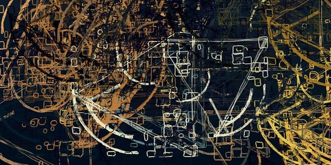 Handmade surreal abstract pattern. Modern artistic canvas. 2d illustration. Texture backdrop painting. Creative chaos structure.