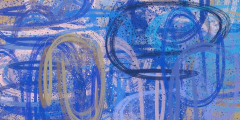 Handmade surreal abstract pattern. Modern artistic canvas. 2d illustration. Texture backdrop painting. Creative chaos structure.