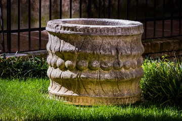 Elements of architecture of houses on the streets of the canals of the city of Venice in Italy. 