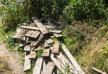 old boards in a pile wood