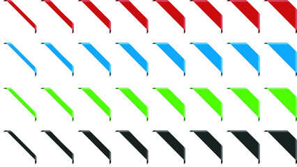 set of different colored corner ribbon banners