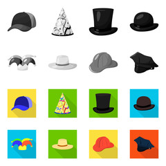 Isolated object of clothing and cap symbol. Collection of clothing and beret stock symbol for web.