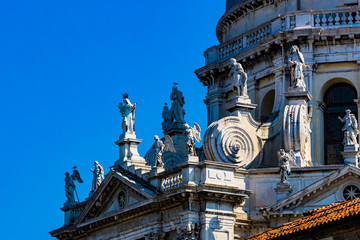 Elements of architecture of houses on the streets of the canals of the city of Venice in Italy. 