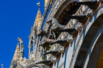 Naklejka premium Elements of architecture of houses on the streets of the canals of the city of Venice in Italy. 