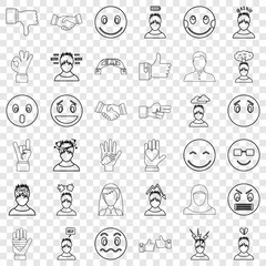 Stressed icons set. Outline style of 36 stressed vector icons for web for any design