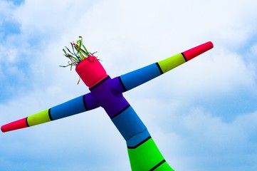 Bright and colorful advertising. Inflatable mannequin 