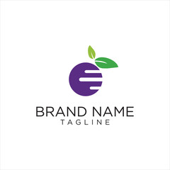 fruit Grape Logo Design Template. Fruits leaf nature logo design  Vector illustration