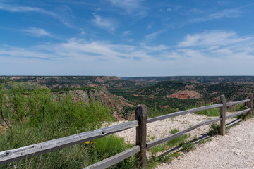 Fototapeta na wymiar Wooden fence in Palo Duro Canyon State Park, Texas, USA