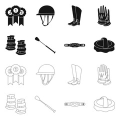 Isolated object of equipment and riding icon. Set of equipment and competition stock symbol for web.