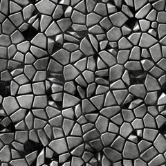 cobble stones irregular mosaic pattern texture seamless background - pavement gray natural colored pieces on black concrete ground