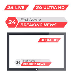 Tv vector bars and broadcast graphics. News banner for tv streaming