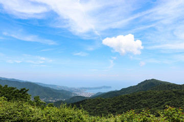 Fototapeta na wymiar 十国峠から見た真鶴半島（静岡県函南町）,jikkoku pass,japan
