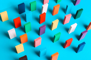 Colored dominoes in a row