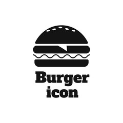 burger icon. Fast food icon. Burger vector silhouette