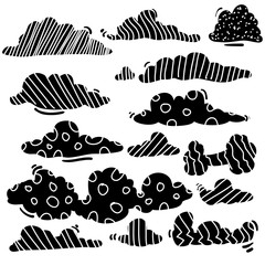 doodle cloud collection hand drawn cartoon style illustration