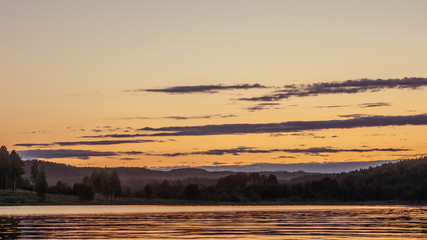 Fototapeta na wymiar Sunset at Yalguba on Lake Onega