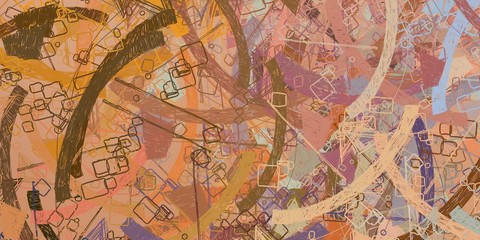 Obraz premium Vintage old fashion painting. 2d illustration. Texture backdrop. Creative chaos structure.