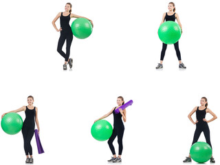 Young woman doing exercises with fitball 
