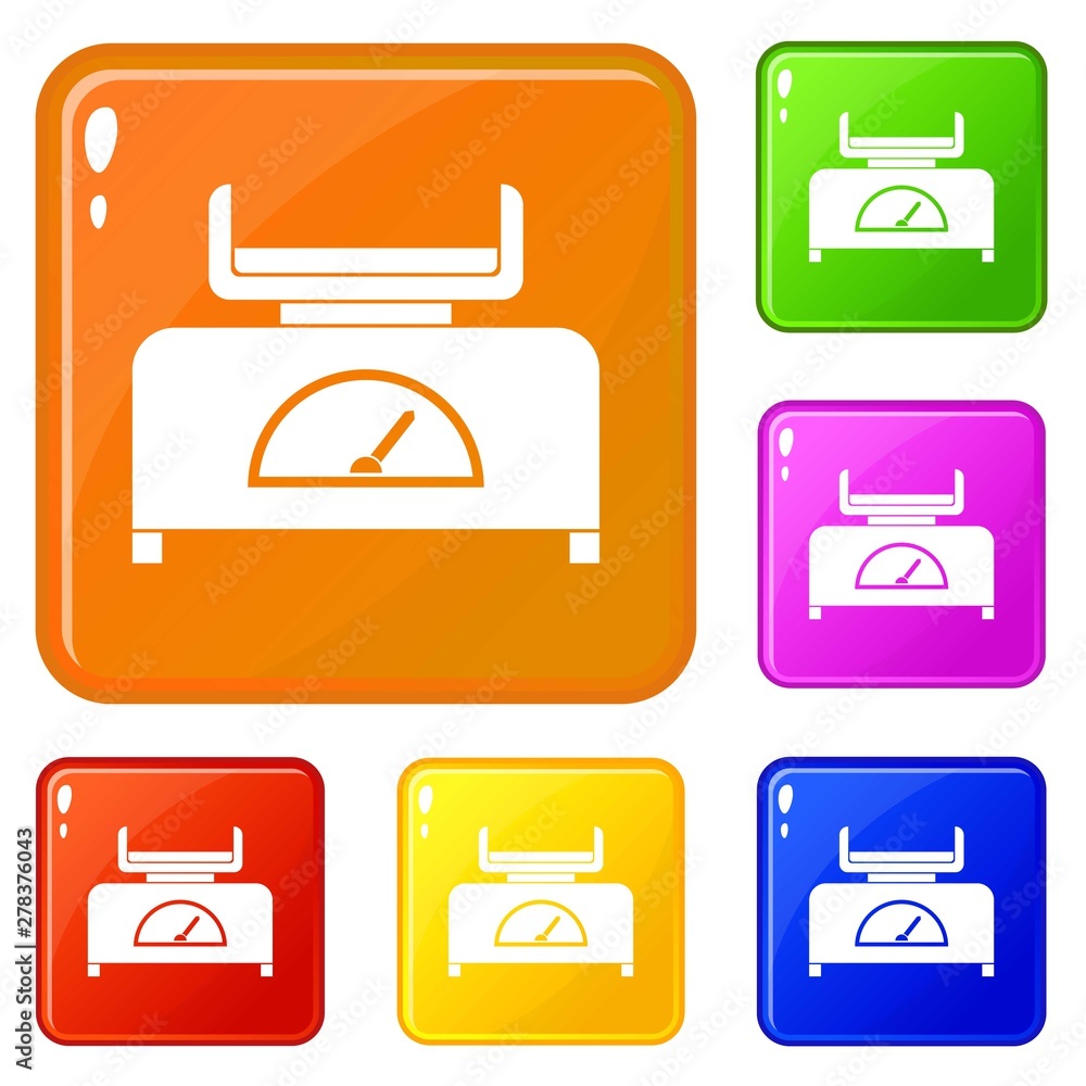 Poster weight scale icons set collection vector 6 color isolated on white background
