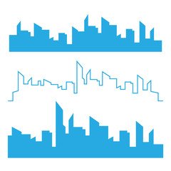 Fototapeta premium Cities silhouette. City landscape template. Thin line City landscape