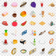 Vegetable icons set. Isometric style of 36 vegetable vector icons for web for any design