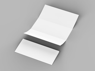 Open trifold brochure in A4 format mockup.3d illustartion