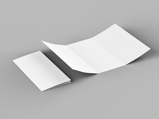 Open trifold brochure in A4 format mockup.3d illustartion