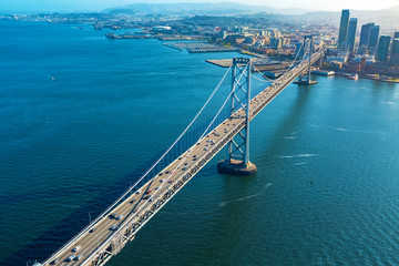 Aerial view of the Bay Bridge in San Francisco, CA