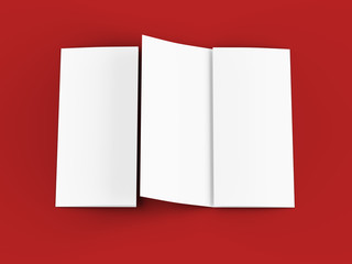Open trifold brochure in A4 format mockup.3d illustartion