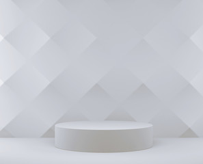 white wall with blank podium display, abstract background 3d rendering.