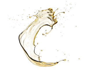 Olive or engine oil splash isolated on white background, 3d illustration with Clipping path.