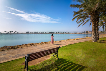 Fototapeta na wymiar Modon lake Park-Dammam Saudi Arabia