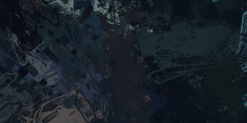 Handmade surreal abstract pattern. Modern artistic canvas. 2d illustration. Texture backdrop painting. Creative chaos structure.