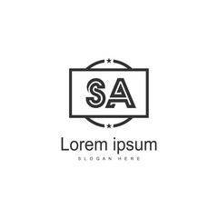 Initial SA logo template with modern frame. Minimalist SA letter logo vector illustration