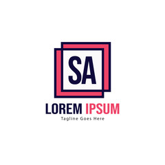 Initial SA logo template with modern frame. Minimalist SA letter logo vector illustration