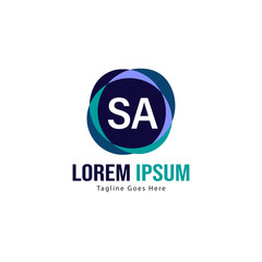 Initial SA logo template with modern frame. Minimalist SA letter logo vector illustration