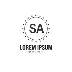 Initial SA logo template with modern frame. Minimalist SA letter logo vector illustration