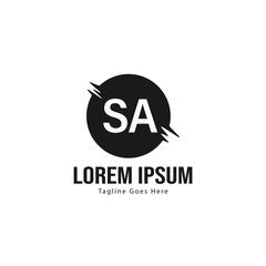 Initial SA logo template with modern frame. Minimalist SA letter logo vector illustration