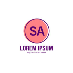Initial SA logo template with modern frame. Minimalist SA letter logo vector illustration