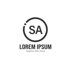Initial SA logo template with modern frame. Minimalist SA letter logo vector illustration