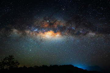 Milky way galaxy with stars and space dust in the universe. Long exposure.