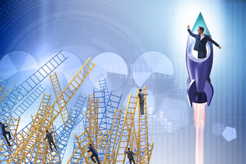 Competition concept with businessman on rocket