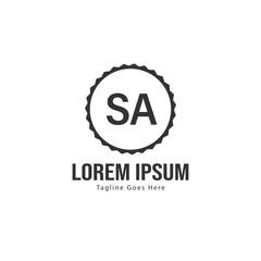 Initial SA logo template with modern frame. Minimalist SA letter logo vector illustration