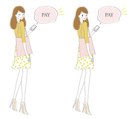 スマートフォン決済をする女性