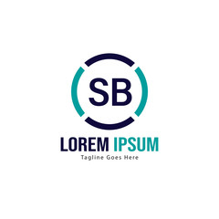 Initial SB logo template with modern frame. Minimalist SB letter logo vector illustration