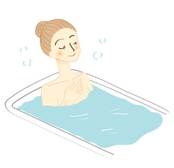入浴する女性のイラスト　スキンケア