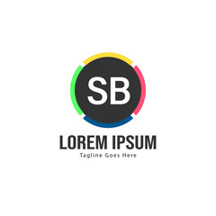 Initial SB logo template with modern frame. Minimalist SB letter logo vector illustration