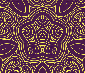 Abstract background with yellow flower and curls. - Vector.